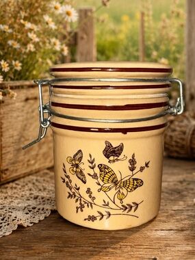 TELEFLORA Vintage Butterfly Canister Jar with Clamp Lid